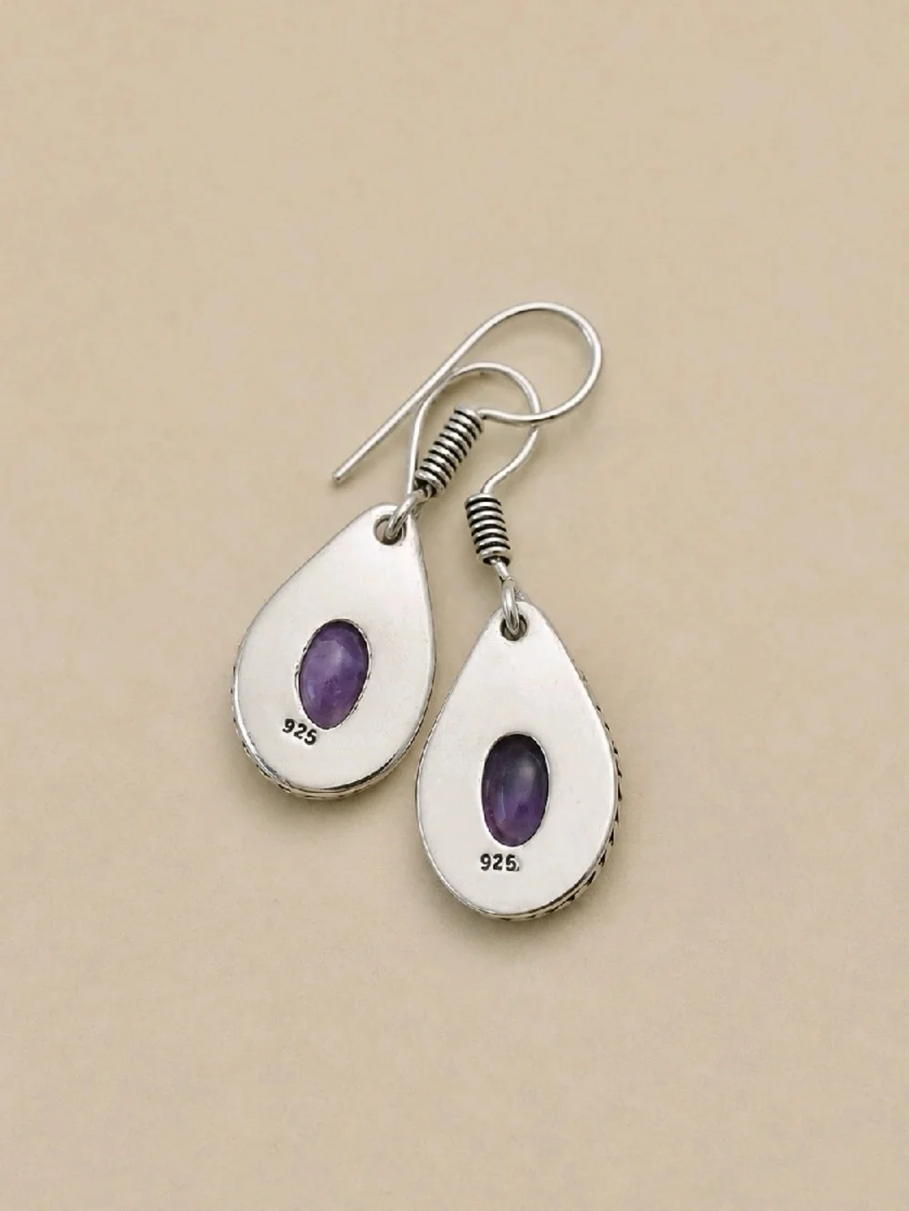 Handcrafted Dainty Natural Amethyst 925 Silver 1” Earrings.